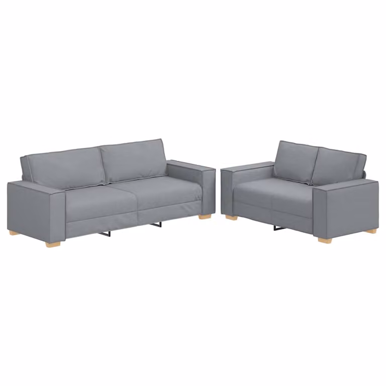 Juego de sofás de 2 piezas vidaXL con cojines en tela gris claro para salón o despacho