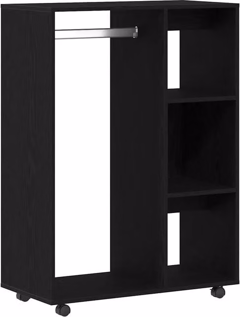 Armario de almacenamiento Helloshop26 con ruedas y diseño moderno en color negro y marrón, An/P/Al: 80 x 40 x 110 cm