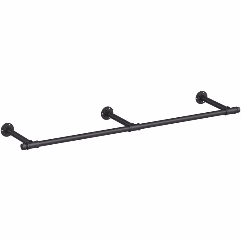 Perchero de pared Songmics de estilo industrial en color negro y gris, fabricado en madera de caucho y metal con acabado mate