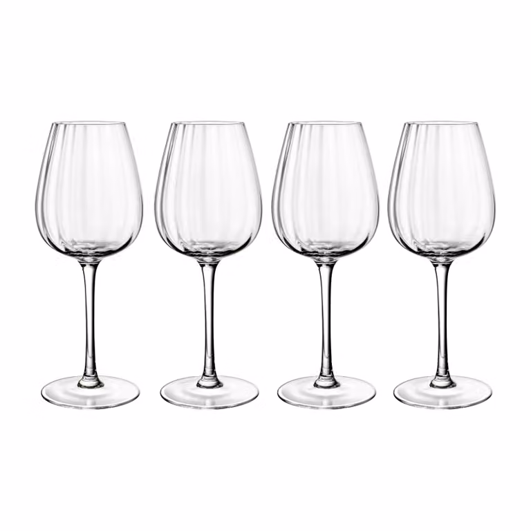 Set de 4 copas de vino blanco Rose Garden de Villeroy & Boch, cristal transparente con diseño floral, 430 ml