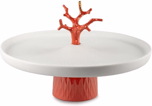 Centro de mesa Coral Lladró de cerámica en blanco y rojo para mesa