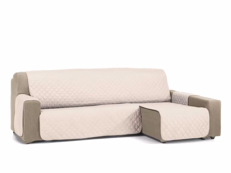Funda protectora para sofá chaise longue S&T Sofa Covers de lino en color beige, 200 cm