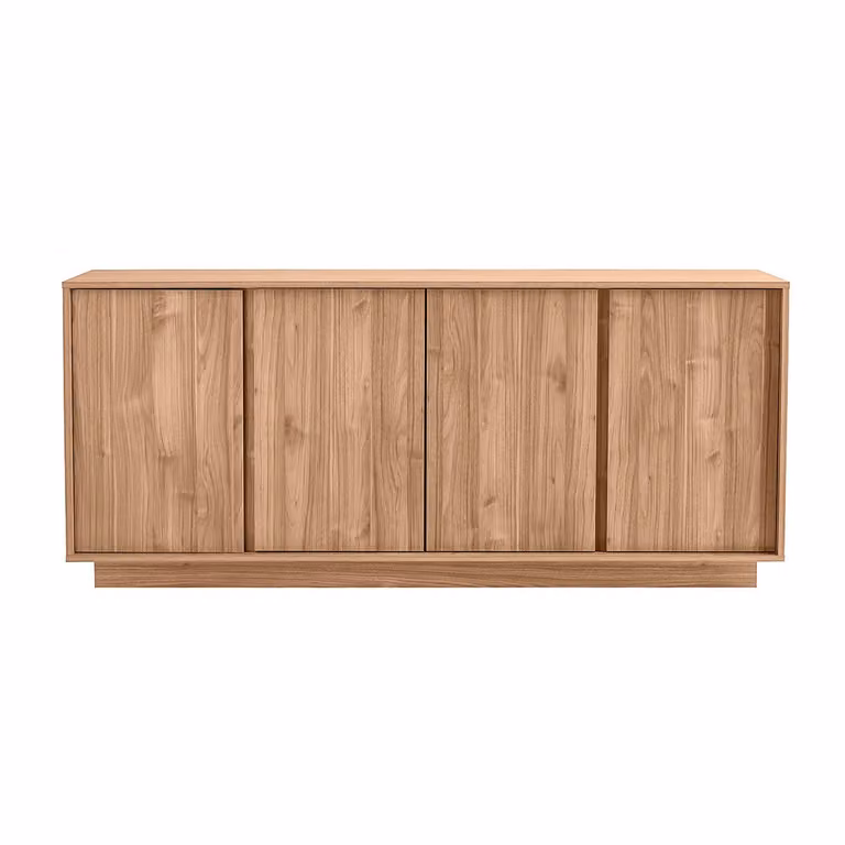 Aparador de estilo nórdico COMO de 4 puertas con acabado en roble y color marrón