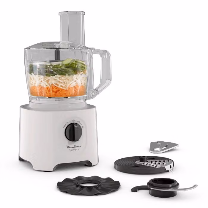 Procesador de alimentos Moulinex Easy Force blanco con 4 accesorios y 15 funciones
