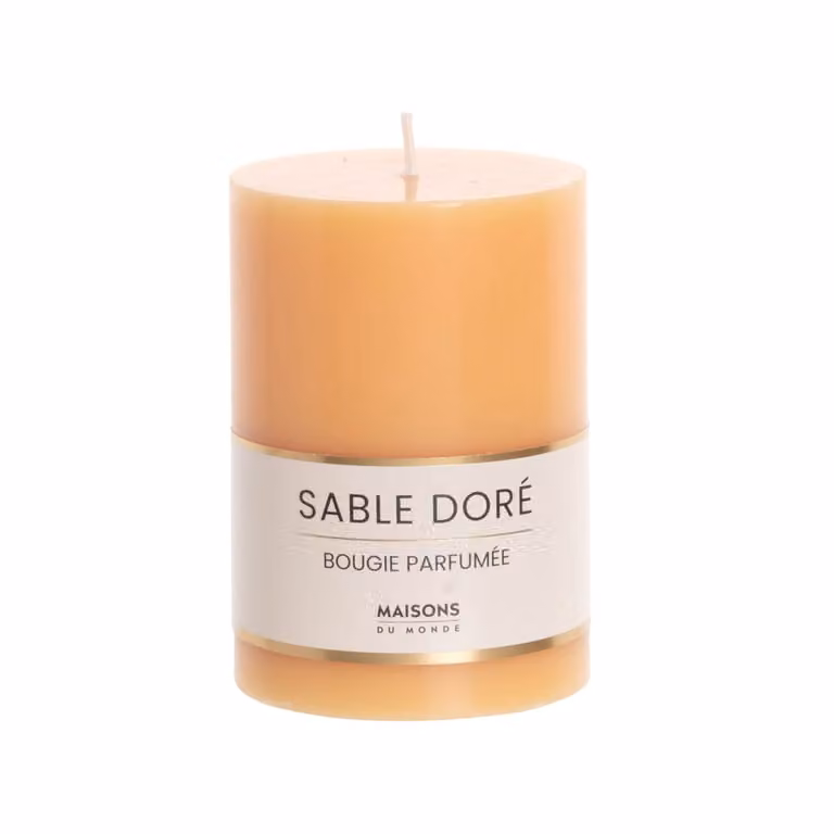 Vela perfumada floral Maisons du Monde de color amarillo, tipo pilar redonda, 330 g