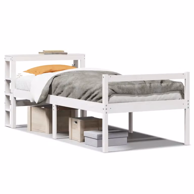Cama para personas mayores con cabecero de madera de pino blanca vidaXL An/P/Al: 190 x 75 x 82 cm