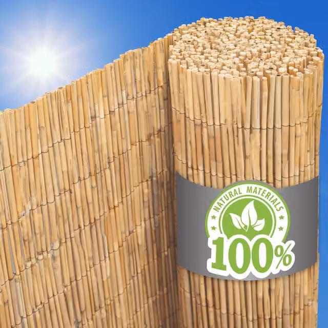 Estera de caña tejida URFENCE para jardín o terraza, malla protectora opaca en color marrón o beige, An/P/Al: 140 x 600 cm