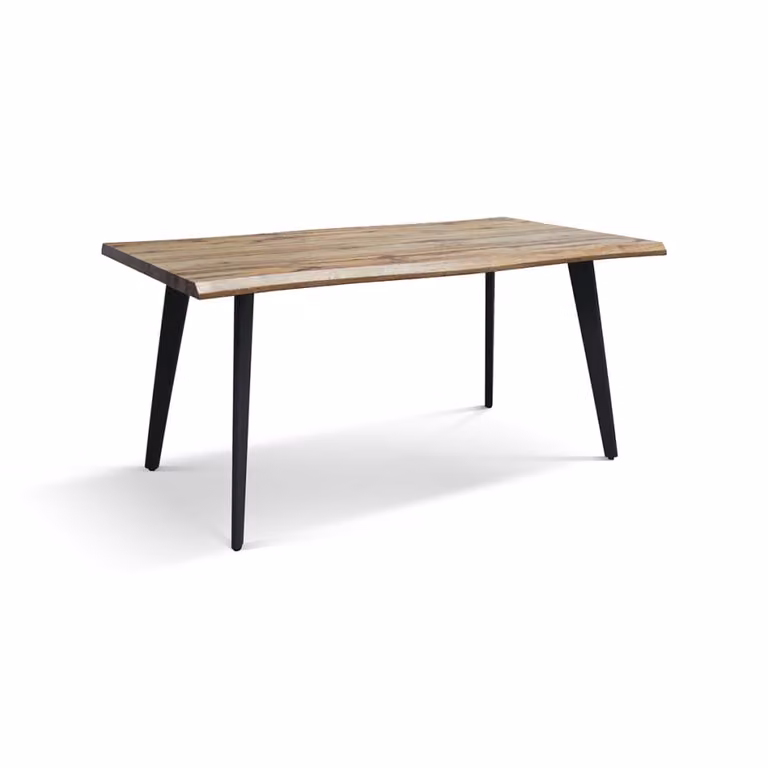 Mesa de comedor Konte.Design de estilo industrial con acabado roble y patas de metal negro, An/P/Al: 160 x 90 x 76 cm