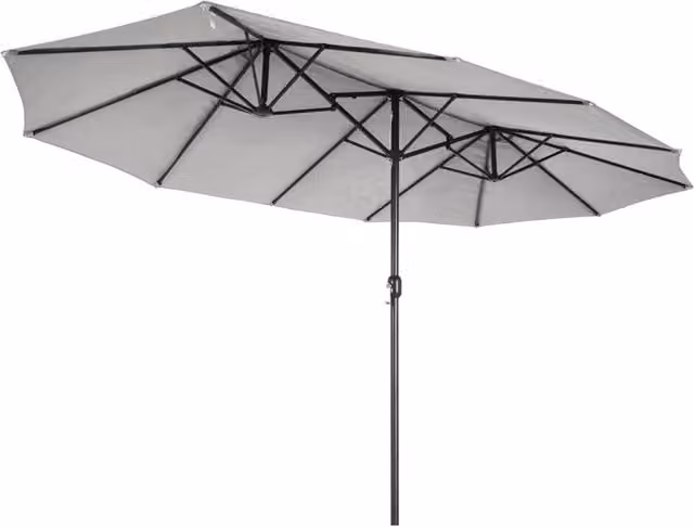 Sombrilla doble Twin de KZ Garden en aluminio y lona de poliéster gris, An/P/Al: 450 x 265 x 240 cm