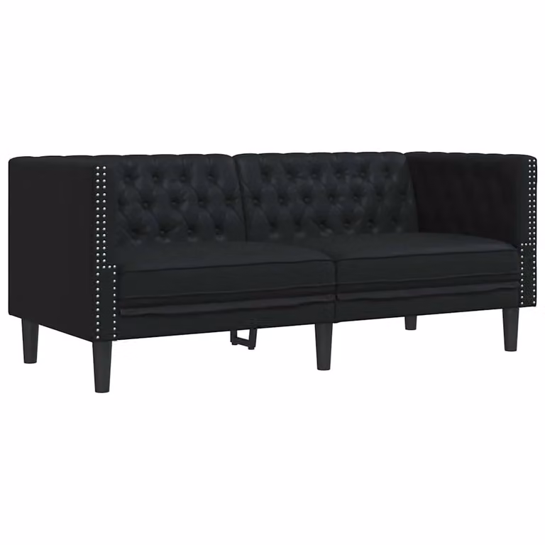 Sofá Chesterfield vidaXL Negro de Piel Sintética An/P/Al: 174 x 74,5 x 70,5 cm