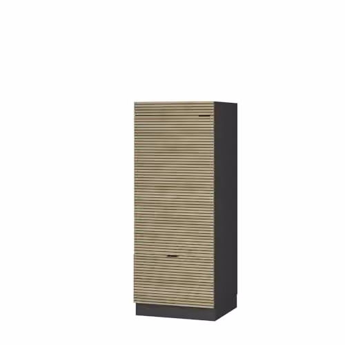 Armario alto de cocina Vicco Fame-Line en panel de roble y antracita con puertas de cierre suave, An: 60 cm, Al: 153,6 cm, P: 58,1 cm