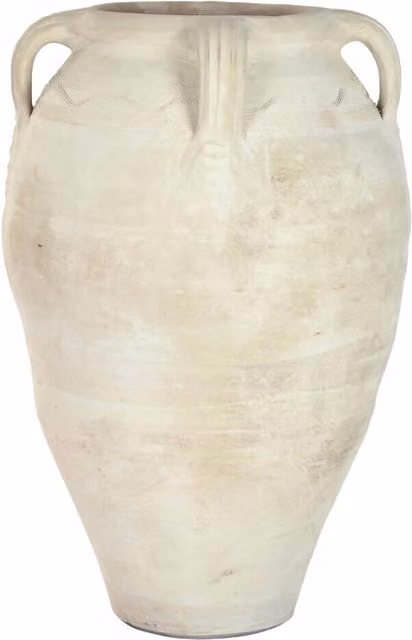 Anfora Artesanal FIJALO de Cerámica en Colores Beige y Multicolores con 4 Asas, An/P/Al: 57 x 57 x 93 cm