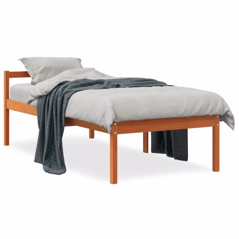 Cama para mayores vidaXL de madera maciza de pino, color marrón con acabado encerado, An/P: 90 x 200 cm
