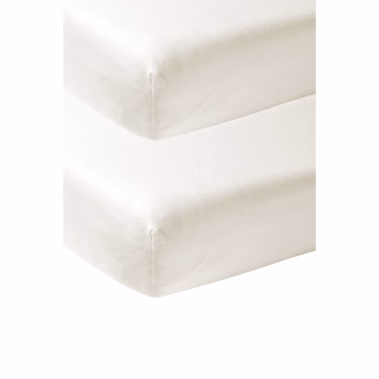 Juego de 2 sábanas bajeras ajustables de algodón Meyco para cuna, color blanco, An/P: 60 x 120 cm