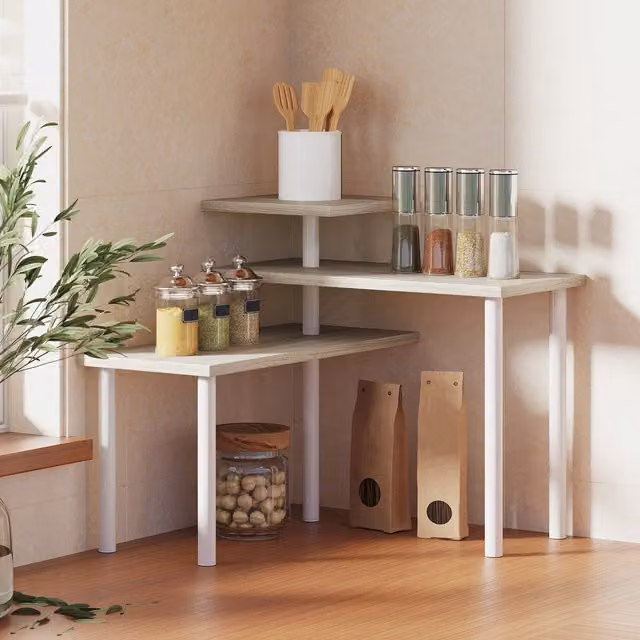 Estantería de cocina moderna Homcom de madera y metal en color marrón y negro, An/P/Al: 40 x 18 x 36.5 cm
