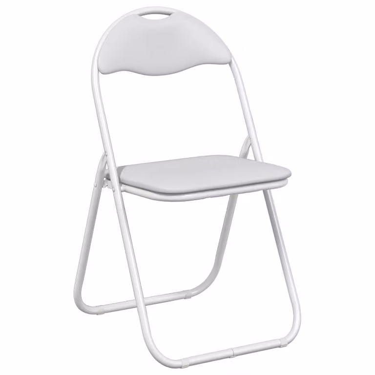 Set de 8 sillas plegables vidaXL en cuero sintético blanco para comedor o despacho, An/P/Al: 48 x 43,5 x 81 cm