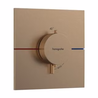 Termostato para ducha Hansgrohe ShowerSelect Comfort E empotrado en bronce cepillado con botón de seguridad SafetyStop a 40 °C y funciones de ahorro de agua