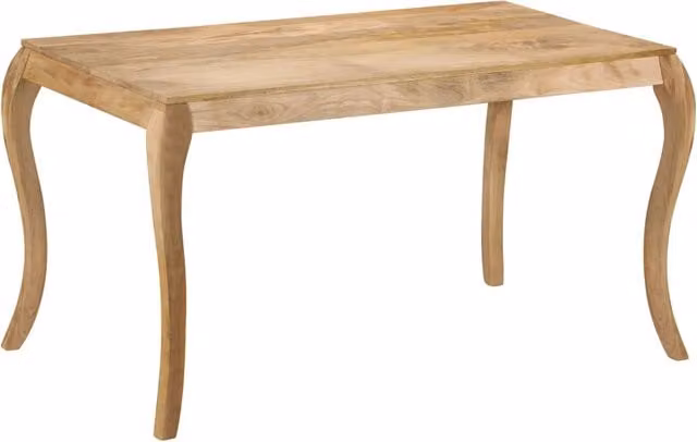 Mesa de centro rectangular de diseño en madera de mango maciza para salón o comedor en color marrón y blanco