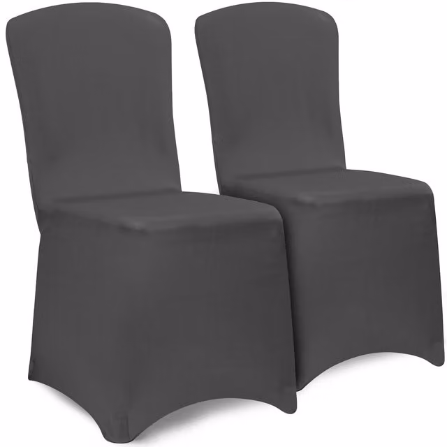 Juego de 2 fundas elásticas para sillas de comedor Detex en color antracita, lavables y de estilo moderno
