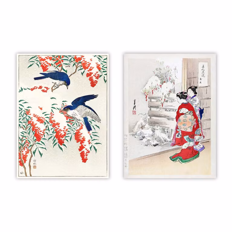 Set de 2 posters abstractos de estilo oriental multicolor de Poster Lab, An/Al: 30 x 40 cm