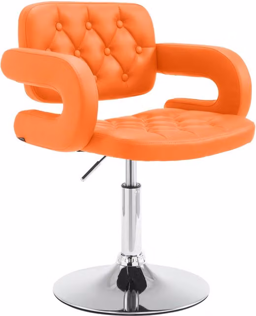 Butaca Lounge Dublin de estilo Chesterfield en cuero PU naranja con estructura metálica