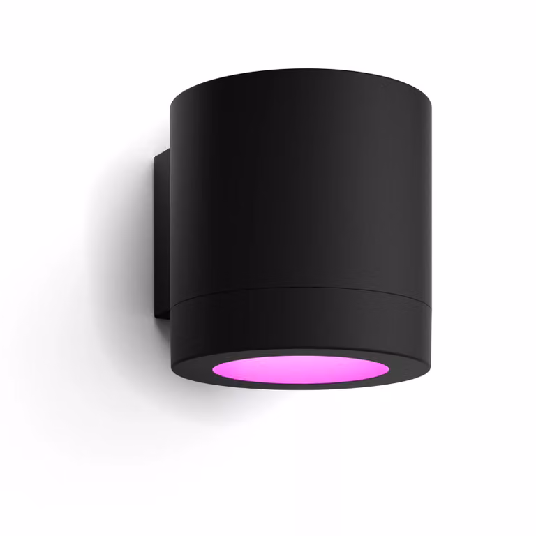 Foco de pared exterior Philips Hue Muscari LED negro para jardín y terraza con protección IP44 y regulación de intensidad