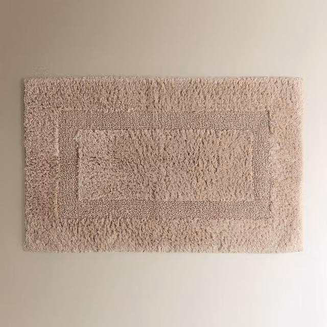 Alfombra de baño reversible Graccioza de algodón en gris y rosa, rectangular de 80 x 50 cm