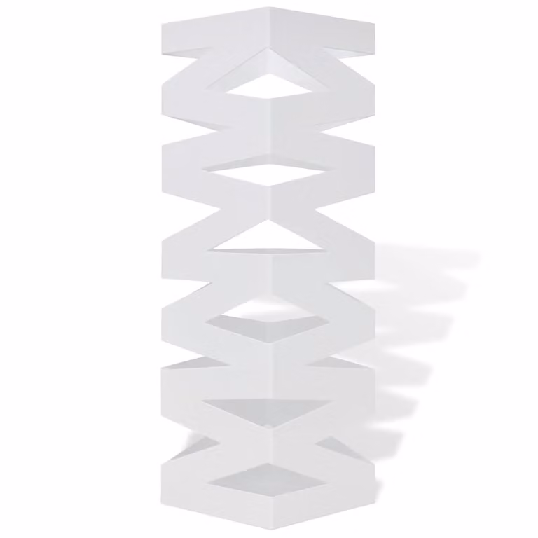 Paragüero vidaXL para bastones de acero con bandeja extraíble en color blanco, Altura: 48,5 cm