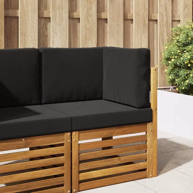 Set de 3 cojines cuadrados para sofá de exterior vidaXL en poliéster color negro de 60 x 60 cm