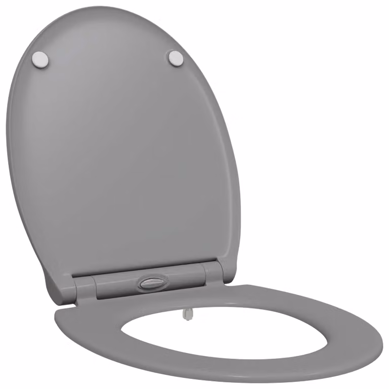 Asiento de WC ovalado vidaXL en gris de duroplast con An/P/Al: 45,5 x 37,5 x 3,8 cm