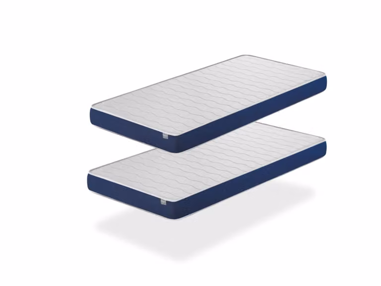 Lote de 2 colchones de espuma Orion Confort para niños en azul y blanco, An/P: 80 x 190 cm, Altura: 14 cm