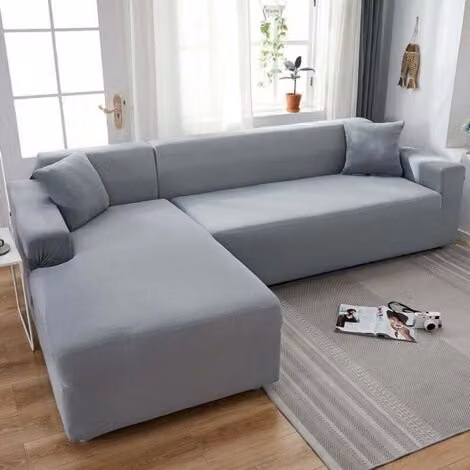Funda elástica para esquinas de sofá MIMIY, color gris, resistente a las manchas y lavable a máquina, An/P/Al: 145-185 cm