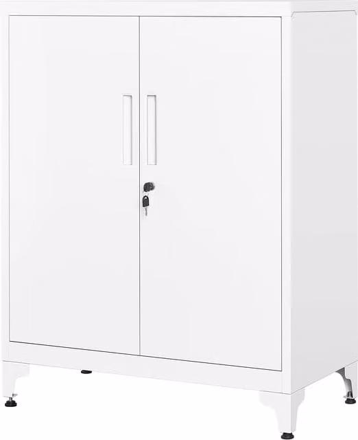 Archivador de oficina Songmics de metal con cerradura y estantes ajustables, color blanco mate, An/P/Al: 80 x 40 x 90 cm