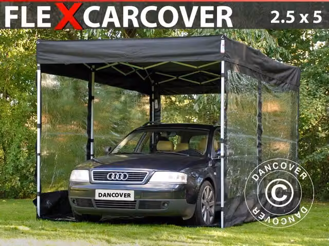 Garaje Plegable Carport DANCOVER Negro de Poliéster y PVC An/P/Al: 5 x 2,5 x 2,61 m