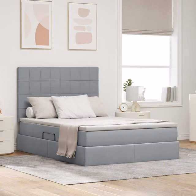 Cama con almacenamiento y colchón Maison Exclusive en color gris y negro, An/P/Al: 140 x 200 x 280 cm