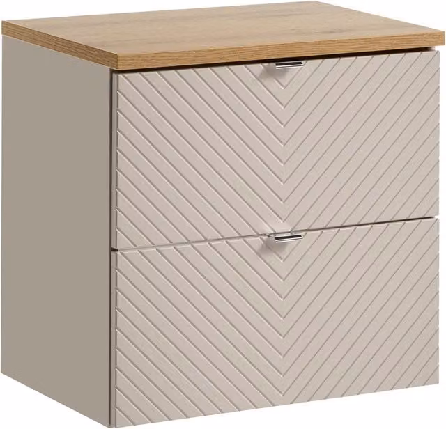 Conjunto de mueble de baño moderno COMAD con diseño geométrico en color beige y acabado mate An/P: 60 x 40 cm