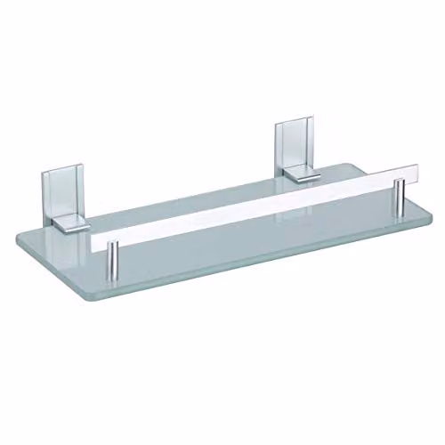 Estante de ducha MSV Tabarca de aluminio y vidrio color plata, An/P/Al: 30 x 13 x 1 cm