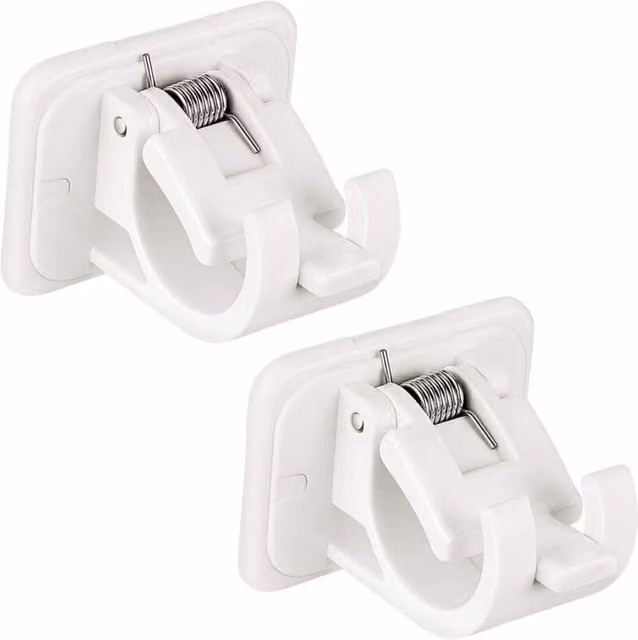 Set de 4 soportes de montaje autoadhesivos XISRENS para barra de cortina o toallero en color blanco de plástico para pared