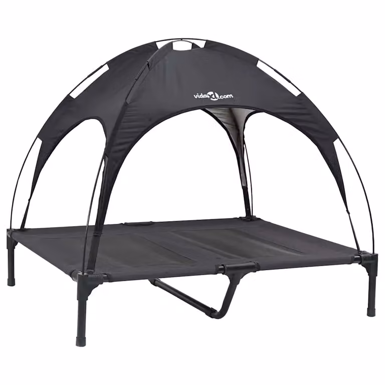 Cama para perro vidaXL de metal con colchón, color negro, An/P/Al: 92 x 77 x 82,5 cm