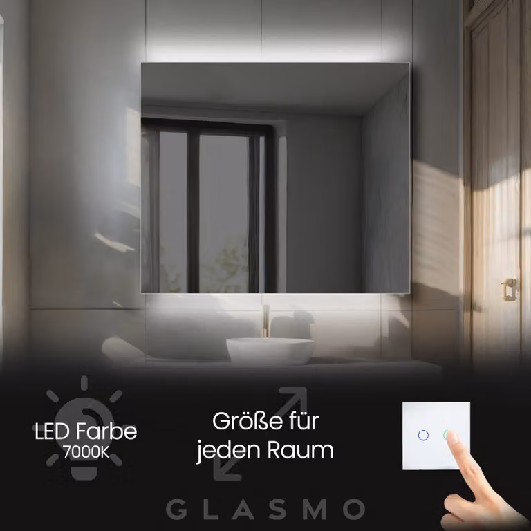 Espejo de baño rectangular con iluminación LED Artforma modelo Eliza, color blanco y transparente, An/Al: 140 x 100 cm
