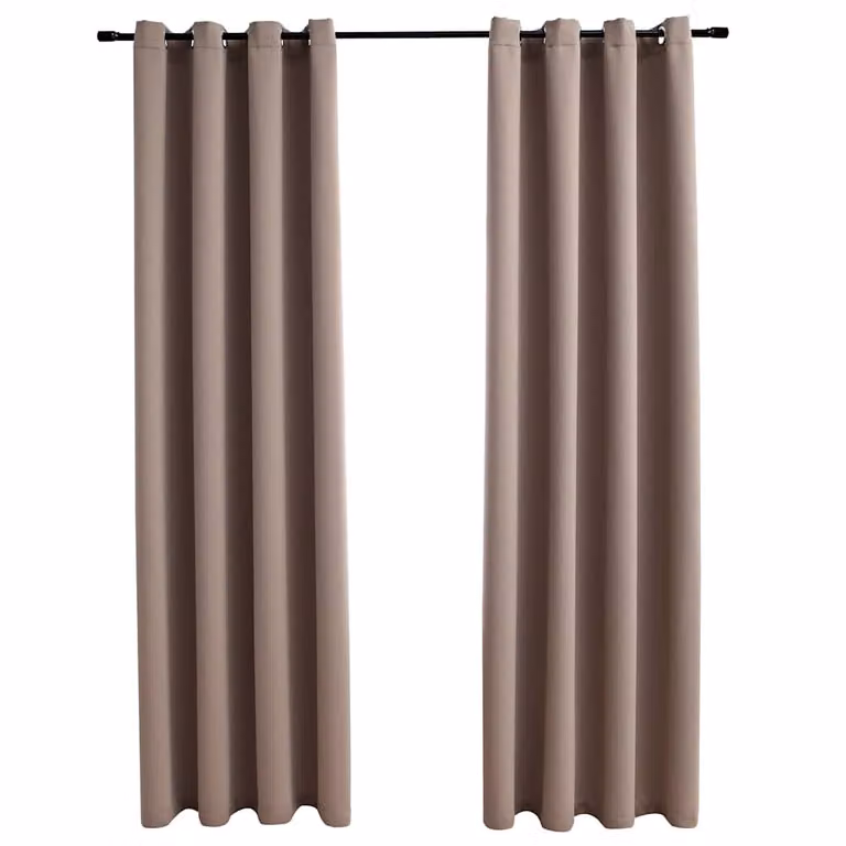Set de 2 cortinas opacas vidaXL con anillas de metal en gris topo, An/Al: 140 x 175 cm
