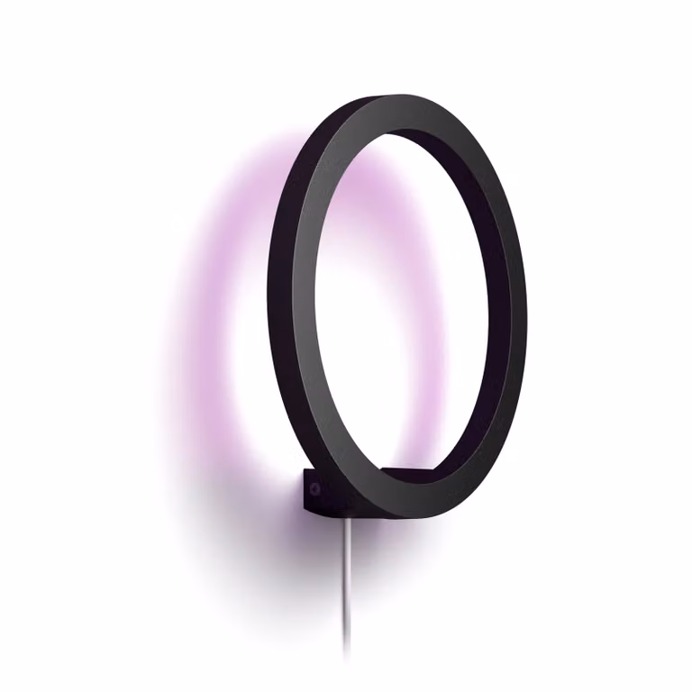 Aplique de pared LED Philips Hue White & Color Ambiance Sana en color negro con iluminación up/down y tecnología RGB