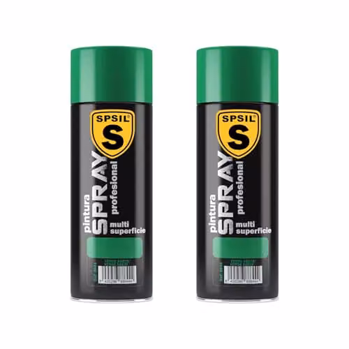 Pack de 2 unidades de Pintura Spray SPSIL Brillante Verde Abeto de 200 ml con secado rápido para madera y plástico