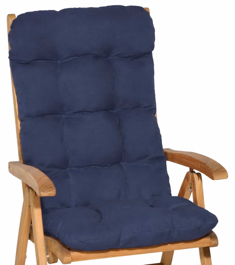 Juego de 2 cojines para sillas de jardín Beautissu, modelo rectangular, color azul, fabricados en poliéster con certificación Oeko-Tex Standard 100