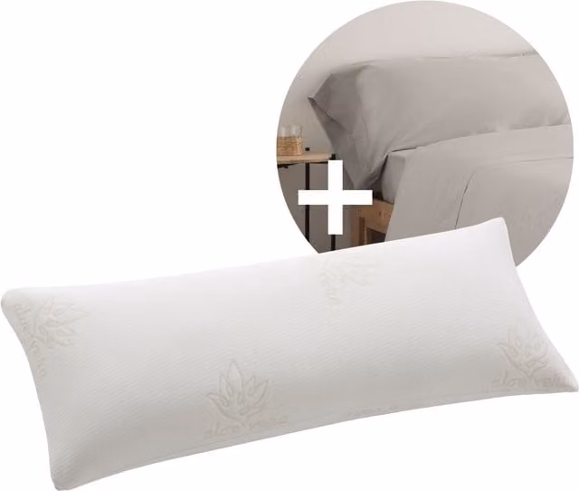 Pack ahorro de almohada viscoelástica y funda perla Donegal Collections de 135 cm en blanco y gris