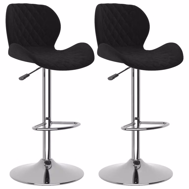 Set de 2 taburetes Syfax de terciopelo negro con estructura de metal para cocina y comedor