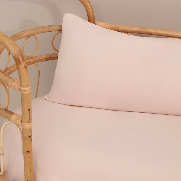 Funda de almohada de algodón orgánico Textura Interiors 180 hilos rosa empolvado An/P: 35 x 60 cm