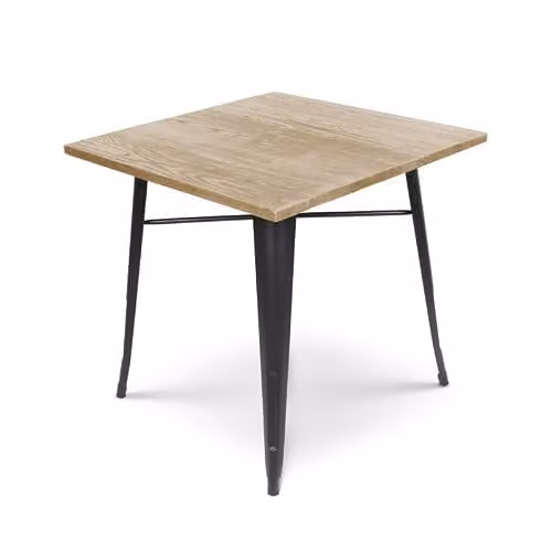 Mesa cuadrada de estilo industrial Kosmi en metal negro mate y madera para comedor o salón An/An/Al: 80 x 80 x 76 cm