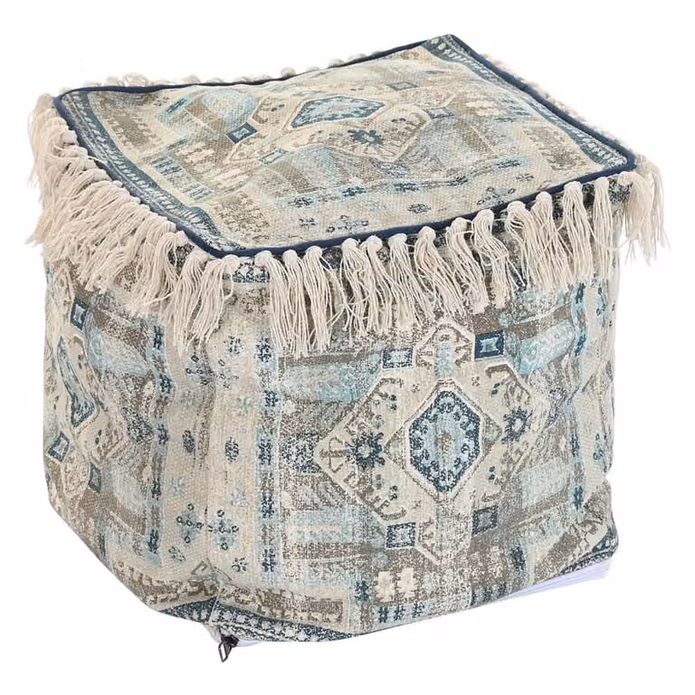 Puf de algodón multicolor estilo boho NIYLO An/P/Al: 40 x 40 x 40 cm