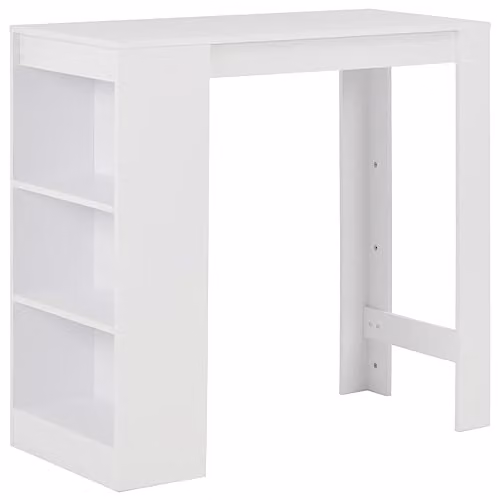 Mesa alta de estilo moderno Helloshop26 con estante para cocina o comedor en color blanco